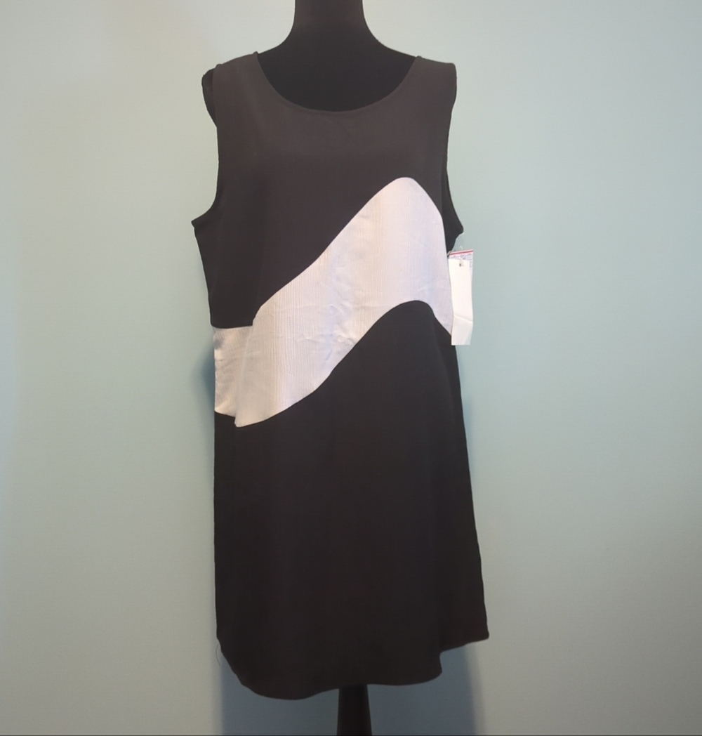 La Palapa women's Large Beach Dress Black/white Vintage USA.